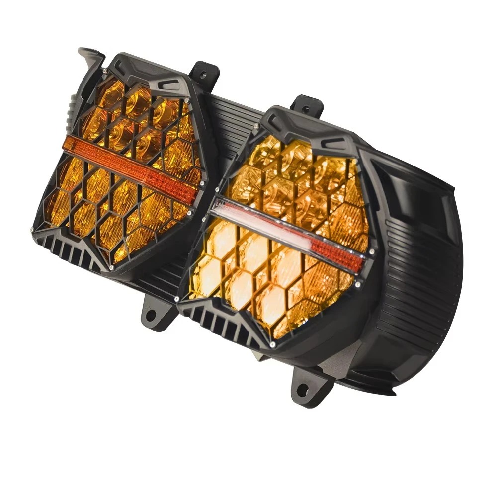 Motorcycle LED Headlight for Road Glide 2015-2023 Amber DRL 12V Hi/Lo Beam Daytime Running Light Front Lamp